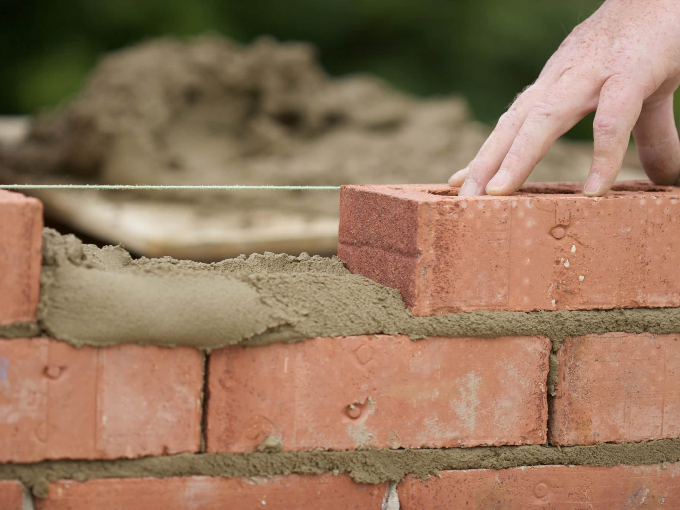 This is a brick wall being constructed